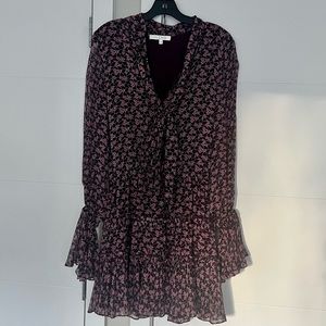 Alexis • purple floral long sleeve mini dress • S